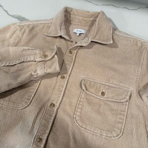 Reiss Maldini Corduroy Pocket Overshirt  shacket Beige Men Size XL Cotton